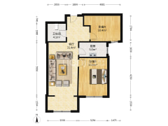 精装修 3号楼 朝南大两居 满二 高楼层 拎包入住-涿州K2狮子城北区户型图