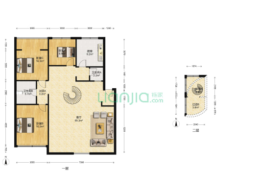 正大街小区 3室1厅2卫 267平方