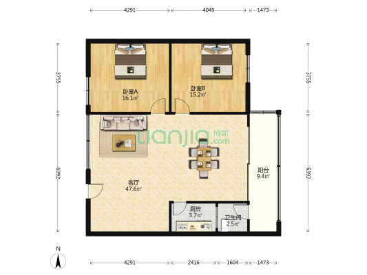 雄昌楼 2室1厅1卫 115平方