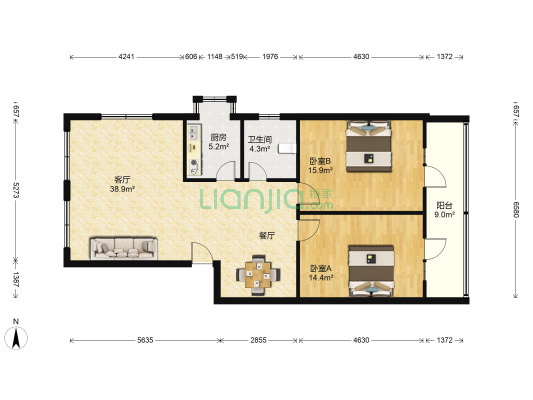 发展大道385号 2室1厅1卫 113平方