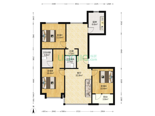 旭辉中睿府 3室1厅2卫 121平方