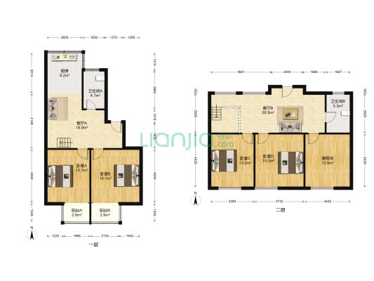 晏园河东老街 4室2厅2卫 150平方