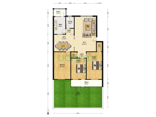 迎宾路6号院 2室2厅1卫 140平方