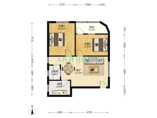 农昌巷 2室1厅1卫 73平方