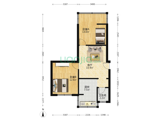 草堂北路7号 2室1厅1卫 60平方