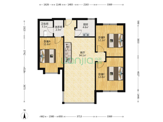 太行悦泉苑 3室1厅2卫 110平方