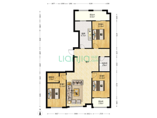 圣城乌托邦 3室1厅1卫 149平方