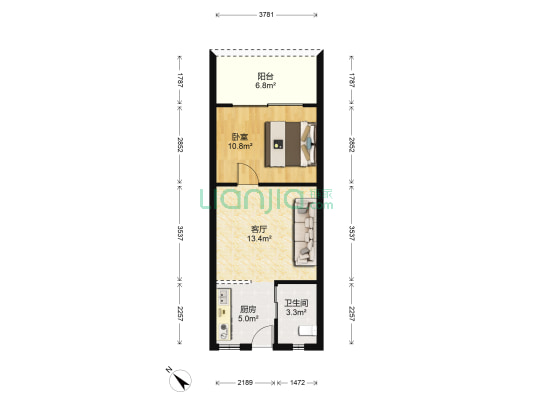 登良花园 1室1厅1卫 49平方