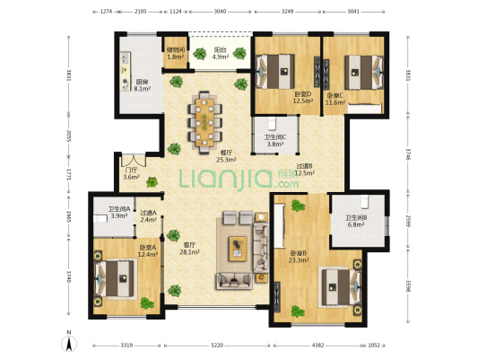 远洋天著春秋一期 4室2厅3卫 199平方