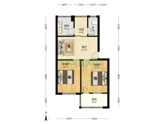 正圆小区 2室1厅1卫 60平方