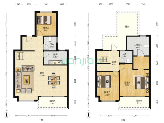 铂悦湖前 3室1厅3卫 142平方