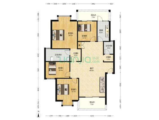 集装箱中心站小区 4室1厅2卫 142平方