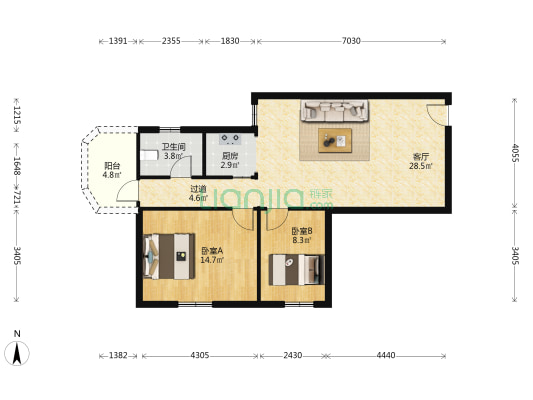 永乐楼 2室1厅1卫 82平方