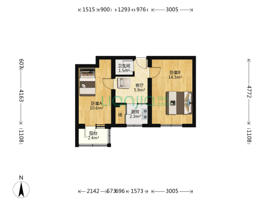 小经厂胡同 2室1厅1卫 50平方