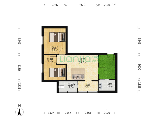 游府西街26号 2室1厅1卫 36平方