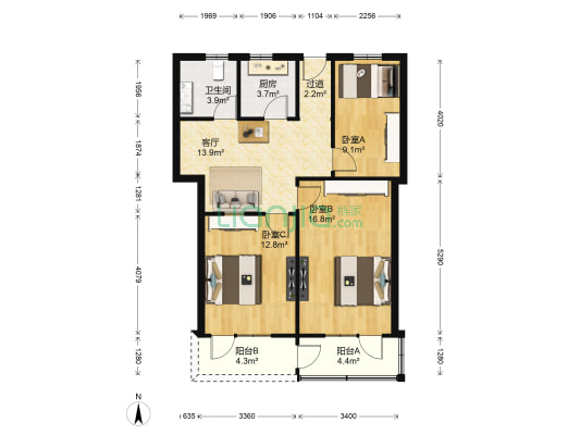 华师大二村 3室1厅1卫 84平方