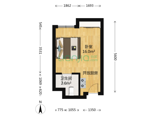 雅第大厦 1室0厅1卫 26平方