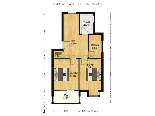 鹤溪佳苑 1室0厅1卫 67平方