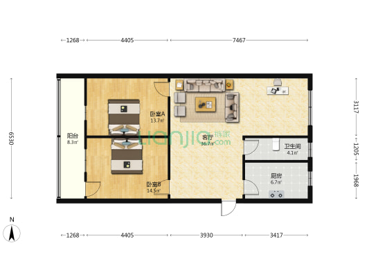 颍州路统建楼 2室1厅1卫 95平方