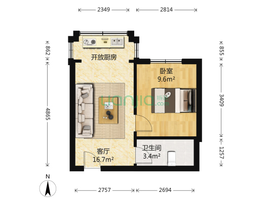 近轻轨、低首付、户型方正房源。-户型图