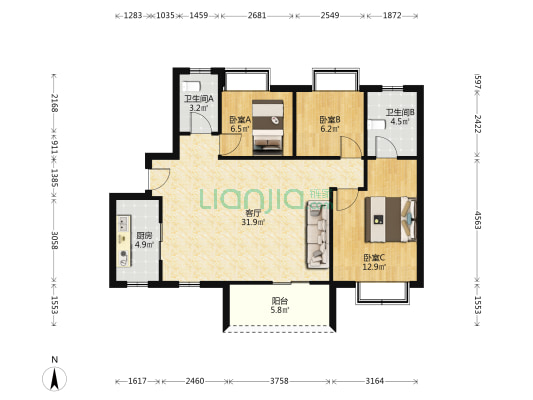 海伦堡·海伦逸居 3室1厅2卫 99平方