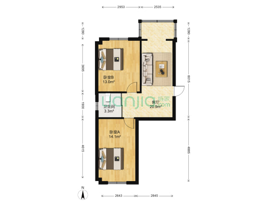 福临家园东区 2室1厅1卫 76平方