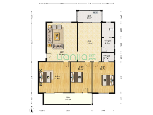保险公司家属楼 3室2厅2卫 168平方