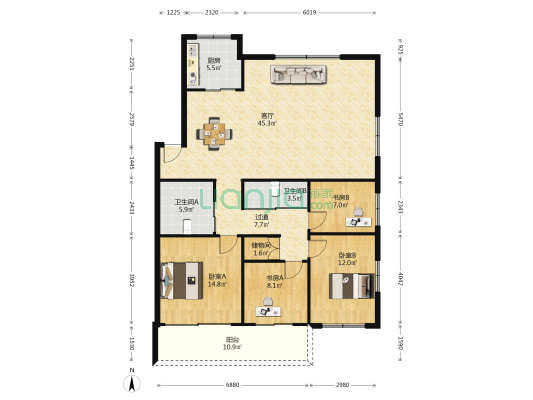 康迪锦园 4室1厅2卫 140平方