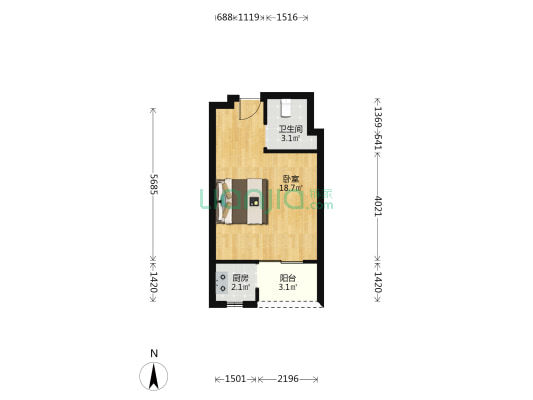 欧阳锦华公寓商住楼 1室0厅1卫 38平方