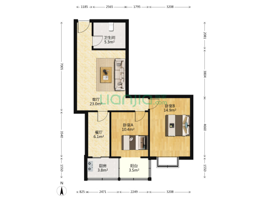 佳兴凤凰居 2室2厅1卫 92平方