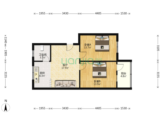 南门路70号 2室1厅1卫 78平方