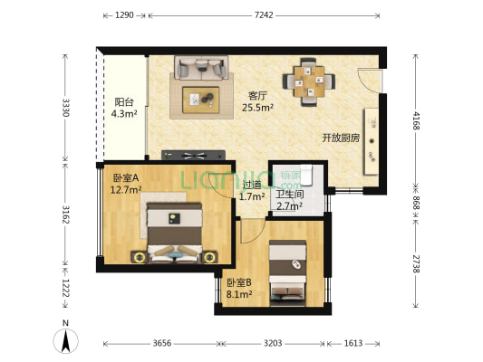 钰林星汇名庭 2室1厅1卫 60平方