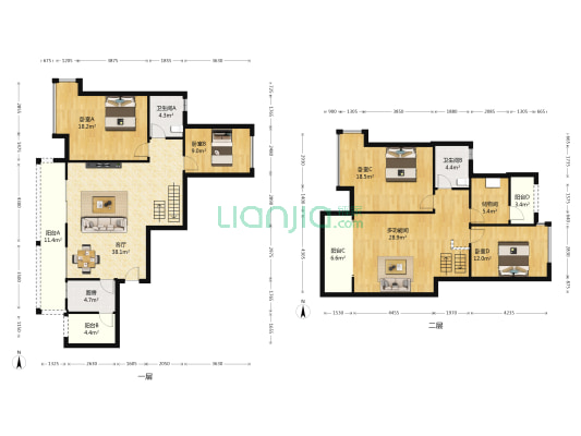 恒大中央公园B区 5室1厅2卫 150平方