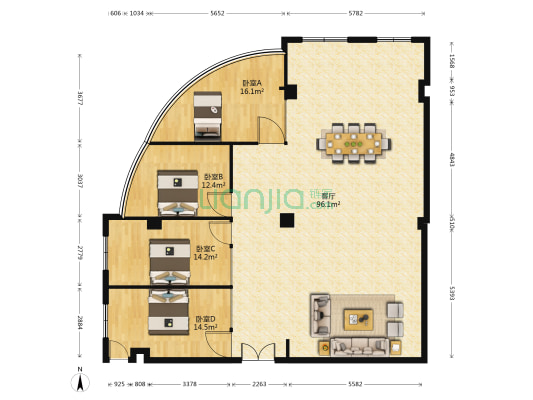 金昌利大厦（福州路34号、98号） 4室1厅0卫 201平方