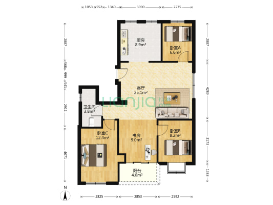 西竹源 4室1厅1卫 111平方