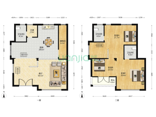 景秀湾 3室1厅3卫 176平方