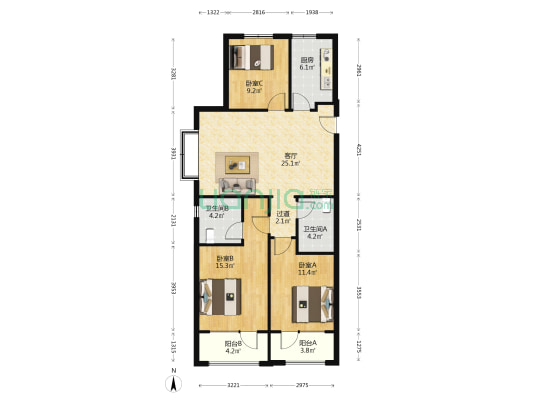 世纪观邸 3室1厅2卫 119平方