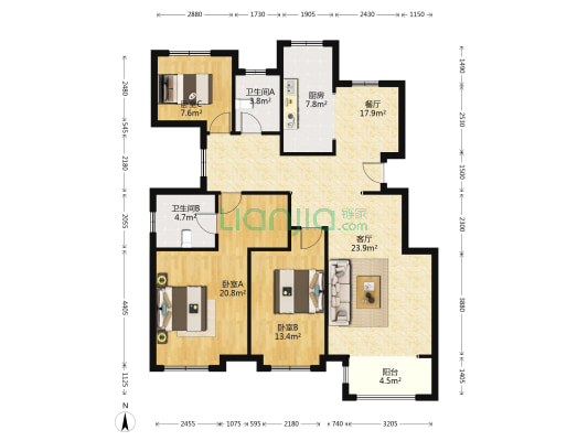 香邑溪谷玫瑰园洋房 满二 随时看房-户型图