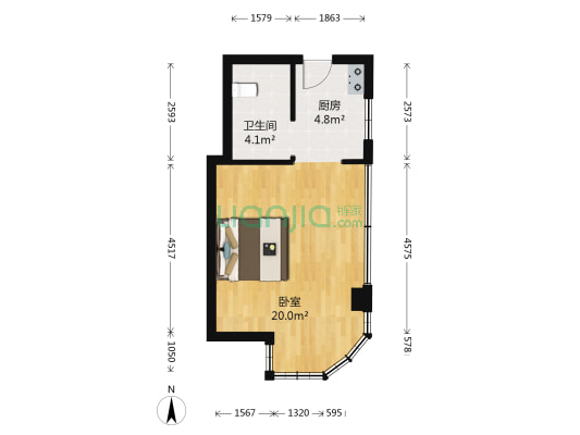 中国轻纺城跨境电商中心 1室0厅1卫 43平方