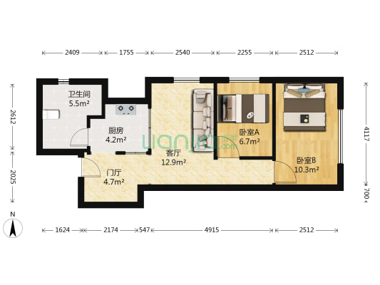 亿达杰特 2室1厅1卫 73平方