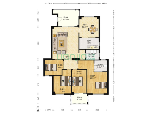 水晶森林二期 4室2厅2卫 140平方
