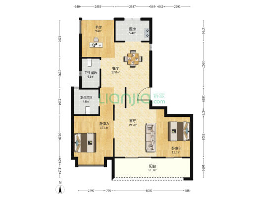 金地华章 3室2厅2卫 123平方