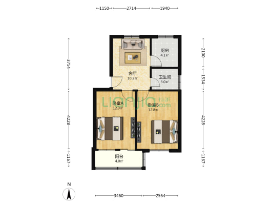 绢纺三村 2室1厅1卫 58平方