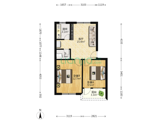 大板住宅区 2室1厅1卫 56平方