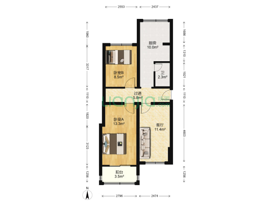 凤凰台四街 2室1厅1卫 58平方