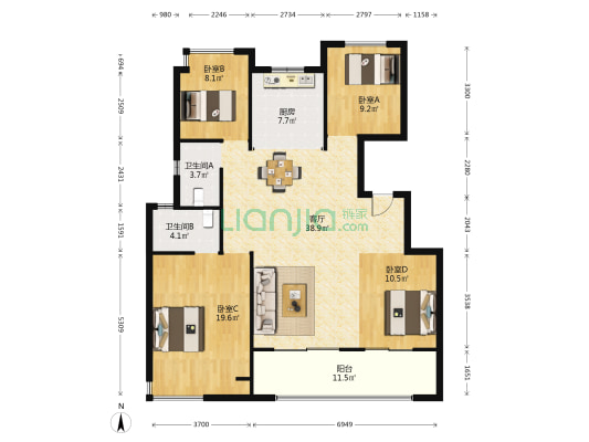 中海华樾 4室1厅2卫 139平方