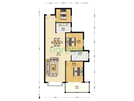 新建名都 3室1厅1卫 131平方