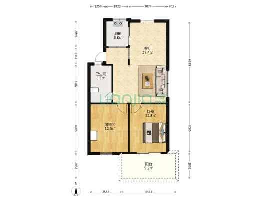 泮洋新村 1室1厅1卫 85平方