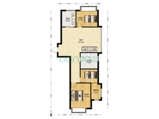 云上苑 3室1厅1卫 112平方