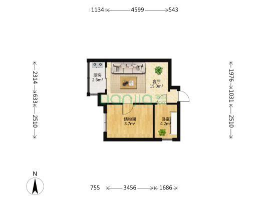 东风西路60号 1室1厅0卫 40平方